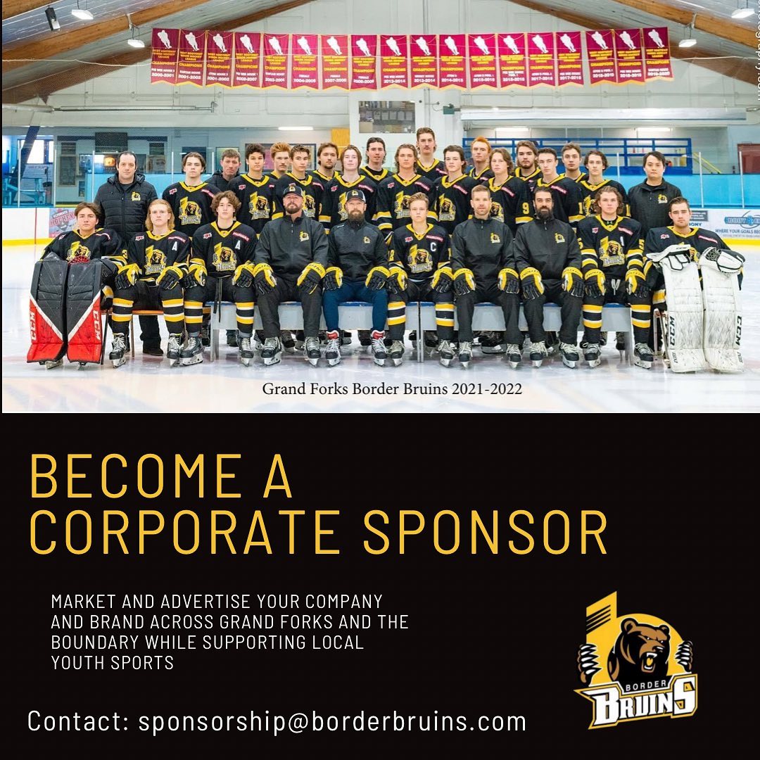 🐻CORPORATE SPONSORSHIP🐻 

The Grand Forks Border Bruins are looking for Corporate Sponsors for the upcoming 2022/23 hockey season🏒

This is a great way to market and advertise your company and brand across Grand Forks and the Boundary.

Please contact sponsorship@borderbruins.com if you want to learn more about how to become a Corporate Sponsor with the Bruins for this season! 

#grandforksborderbruins #grandforksbc #gfbb #gf #thisisbearcountry #bearden #kijhlhockey #hockey #juniorbhockey #sponsorship